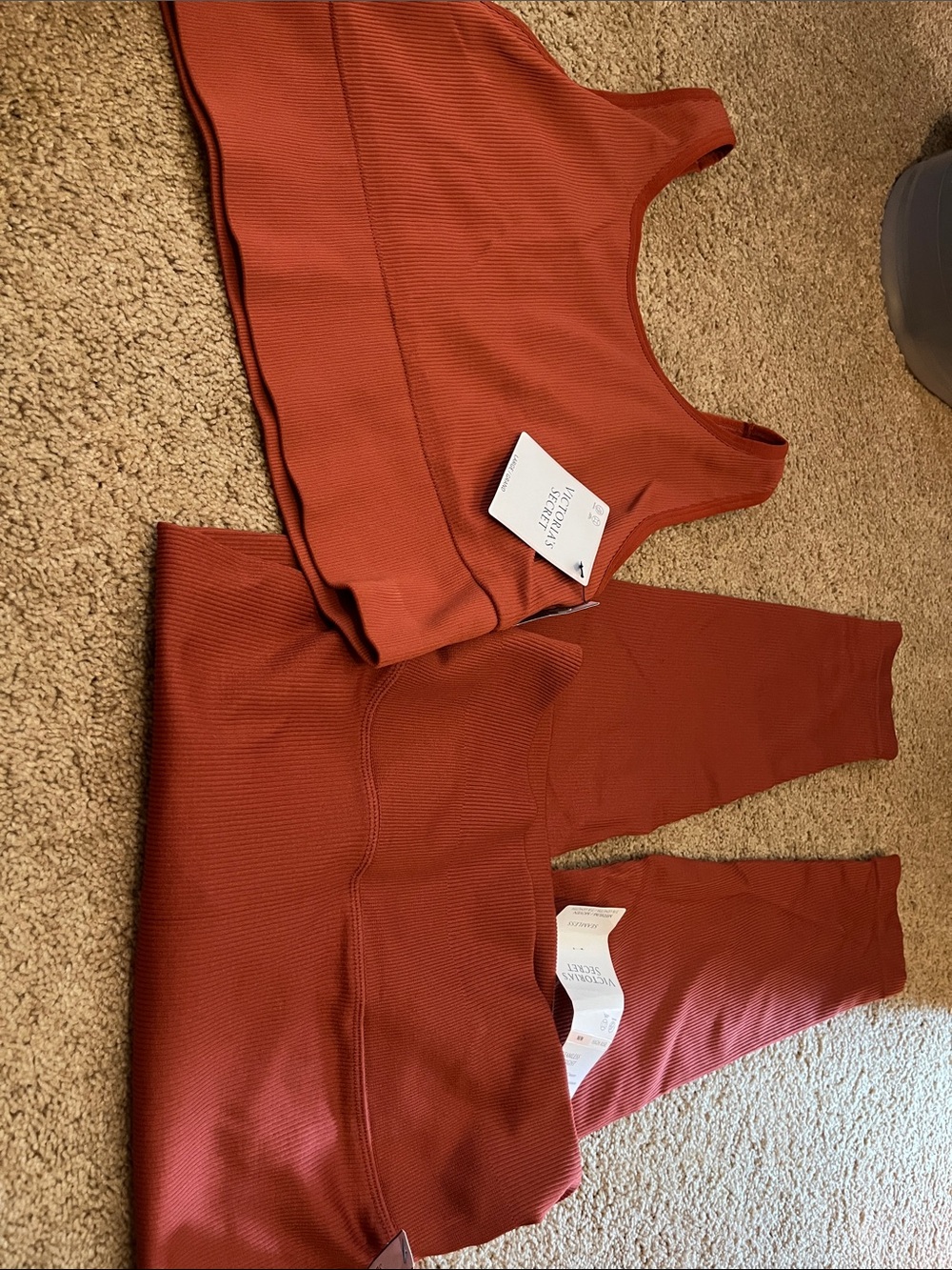 Victoria's Secret Rust Orange Seamless Leggings and Crop Tank Set